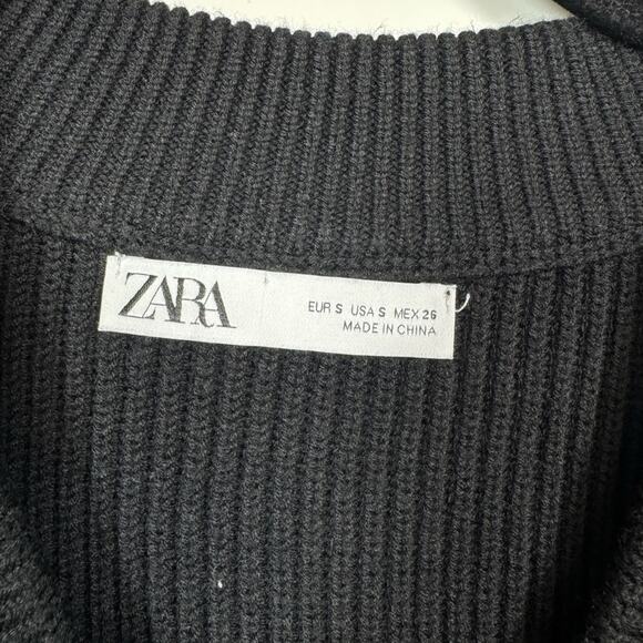 ZARA Oversized Rib Knit Sleeveless V-Neck Pullover Sweater Vest Black Size Small - Picture 4 of 7